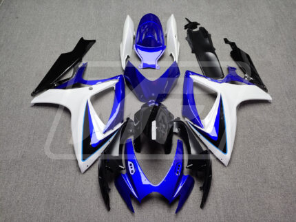Suzuki GSXR 600-750 2006-2007 Gloss Blue with White & Black ABS Fairings | Monster Fairings