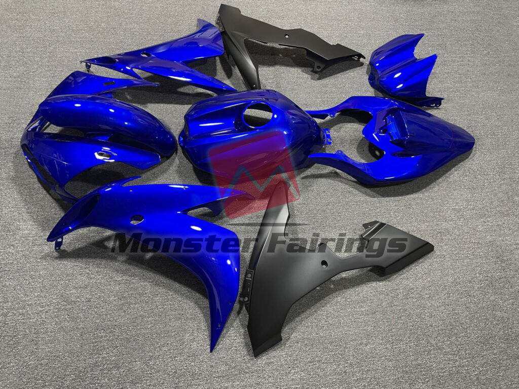 2004 - 2006 Yamaha R1 Gloss Blue & Matte Black fairing set - ABS injection, custom painted by Monster Fairings