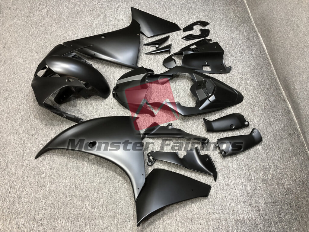 2009 - 2011 Yamaha R1 Matte Black fairing set - ABS injection, custom painted by Monster Fairings