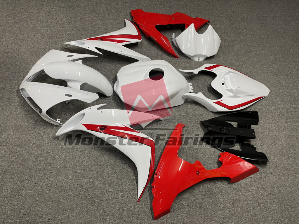 Yamaha R1 custom ABS fairings 2004 - 2006 in Gloss White & Red with Black - durable replacement kit, Monster Fairings