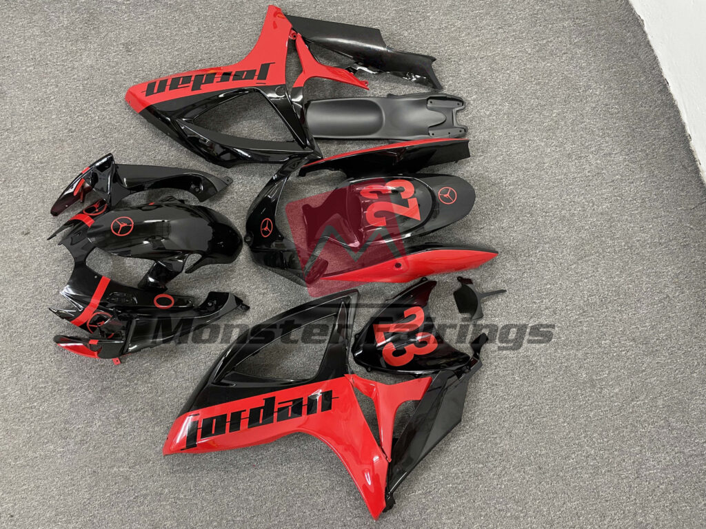 2006 - 2007 Suzuki GSXR Red Jordan fairing set - ABS injection, custom painted by Monster Fairings