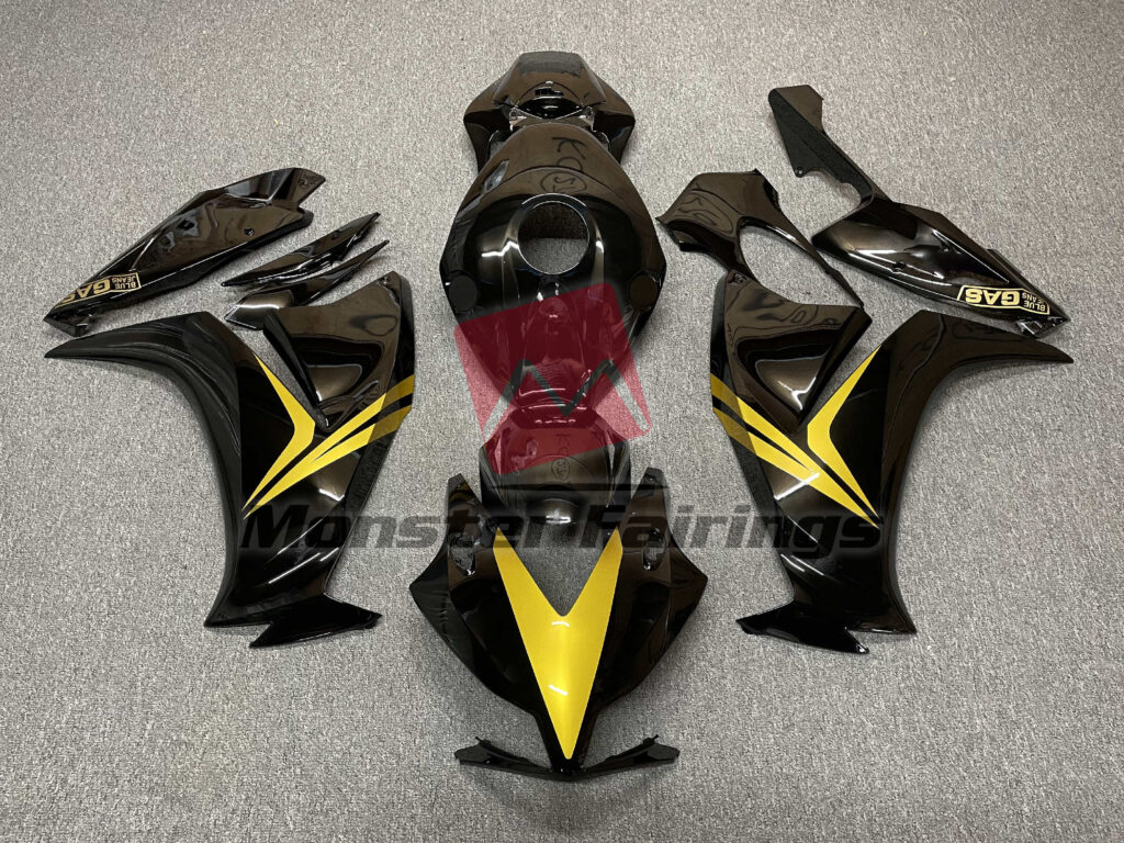 Honda CBR1000RR 2012 - 2016 Gloss Black and Gold ABS fairings - custom motorcycle bodywork kit by Monster Fairings