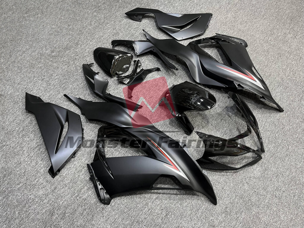 Matte Black Red & White ABS fairings for Kawasaki ZX6R 2013 - 2018 - premium OEM fit kit by Monster Fairings
