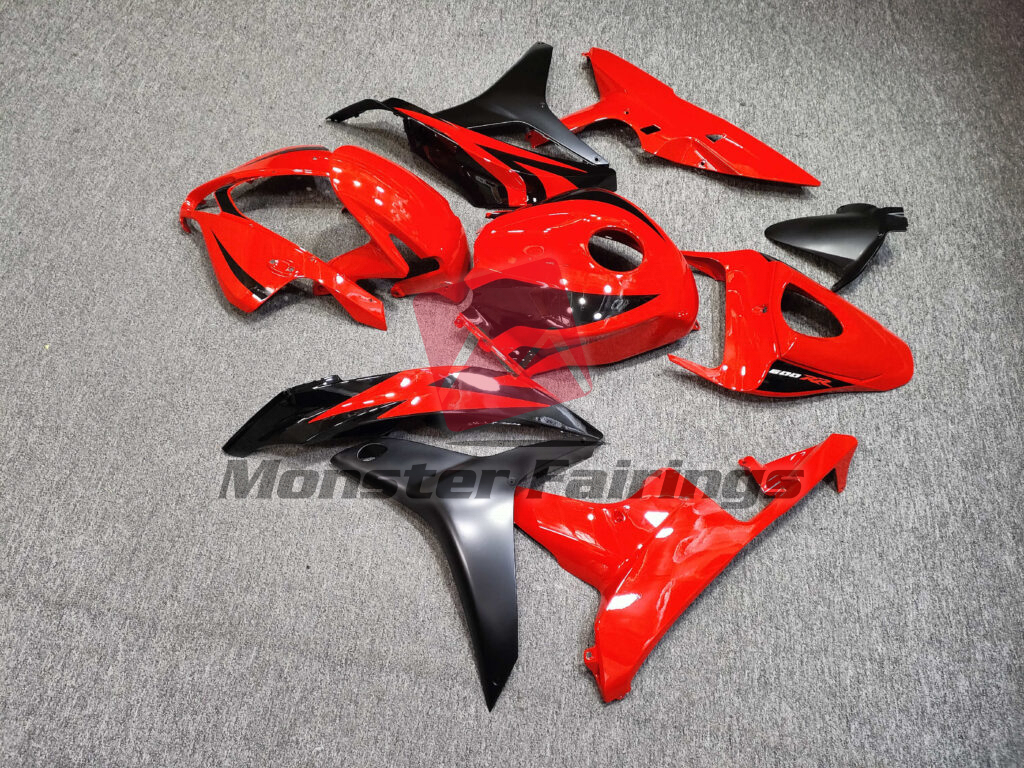 2007 - 2008 Honda CBR600RR Gloss Red & Black fairing set - ABS injection, custom painted by Monster Fairings