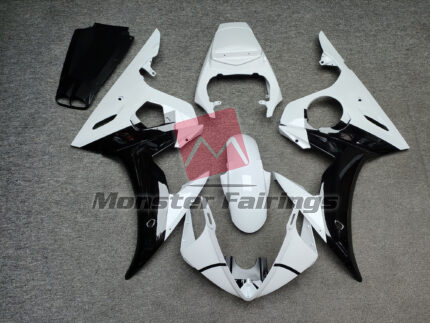 Yamaha R6 2003 - 2004 Gloss White & Black ABS fairings - custom motorcycle bodywork kit by Monster Fairings