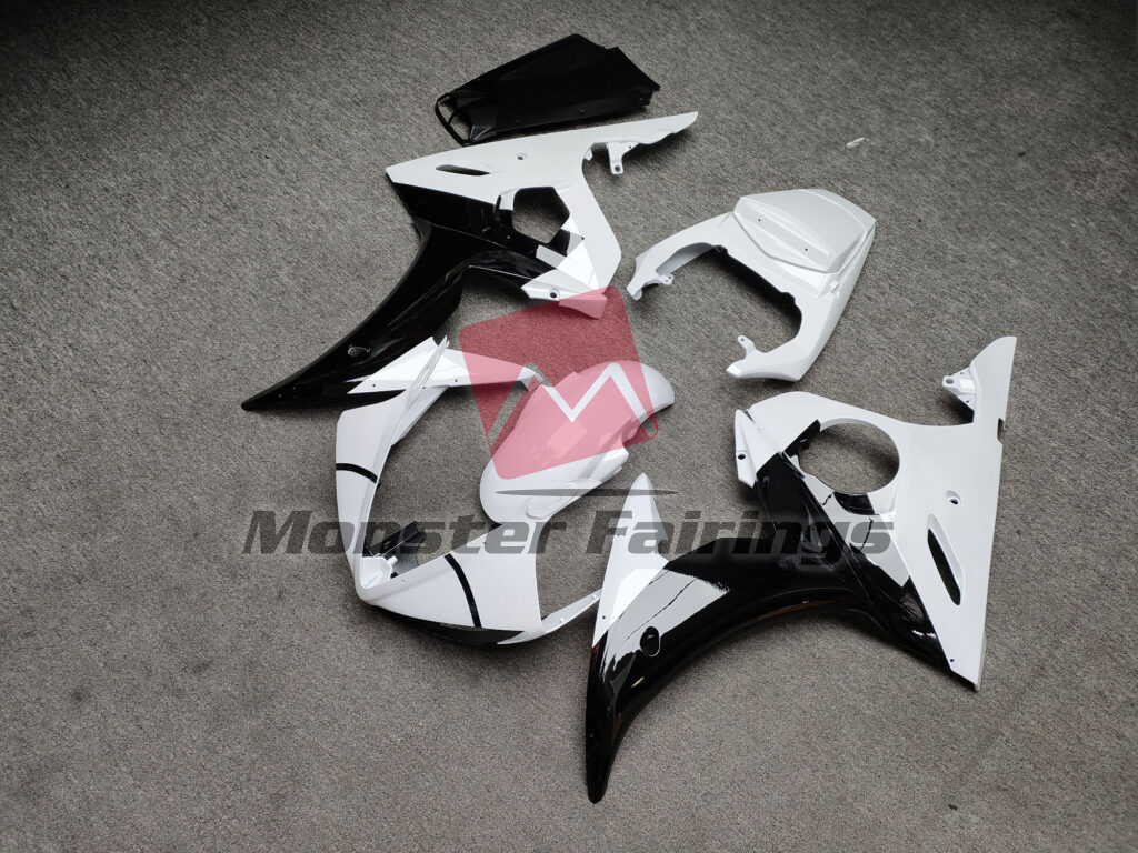 Gloss White & Black ABS fairings for Yamaha R6 2003 - 2004 - premium OEM fit kit by Monster Fairings