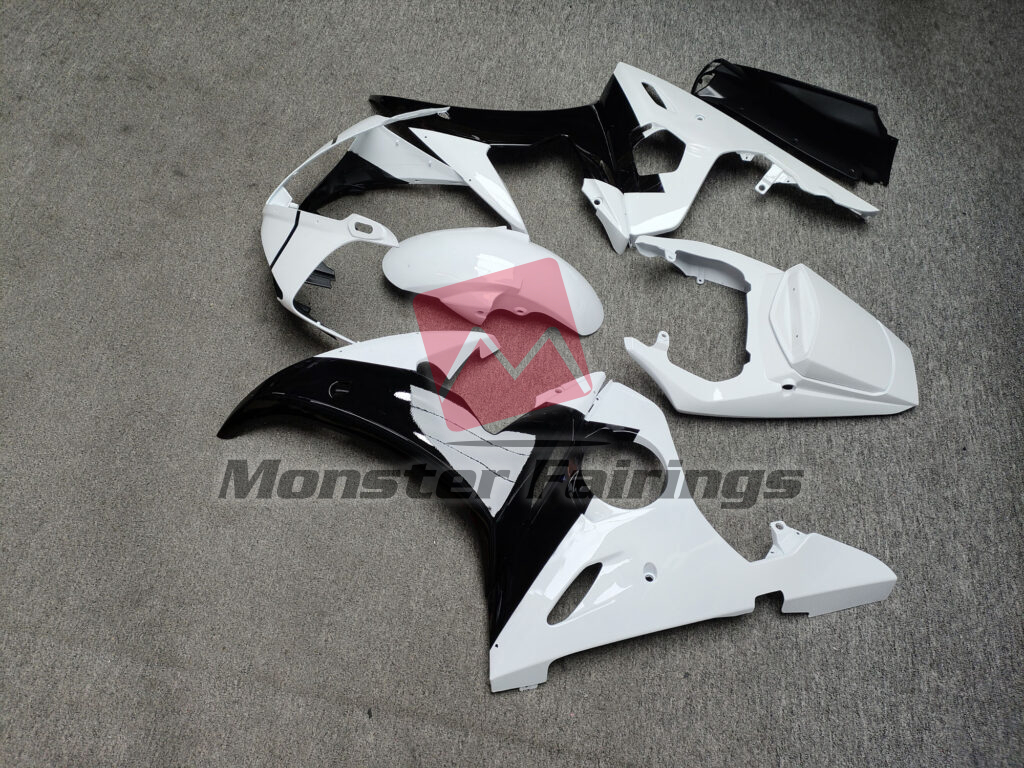 2003 - 2004 Yamaha R6 Gloss White & Black fairing set - ABS injection, custom painted by Monster Fairings