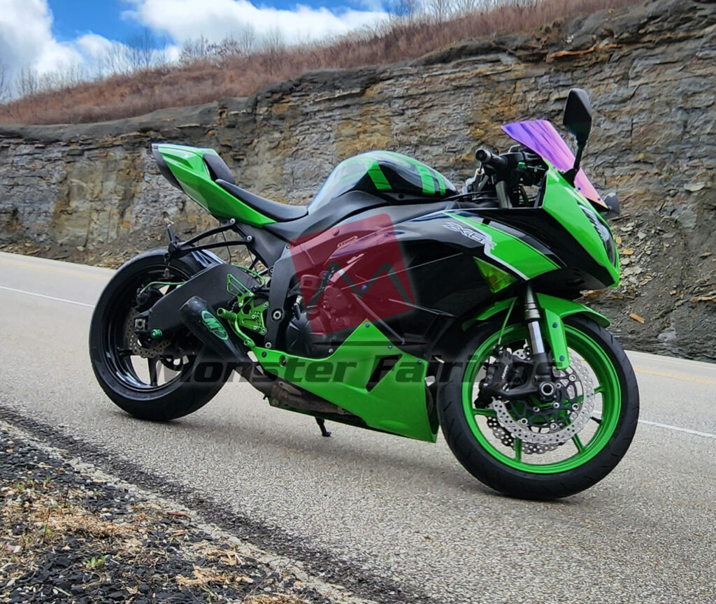 Monster Fairings ABS fairing kit for Kawasaki ZX6R 2009 - 2012 - Green Black, precise OEM fit