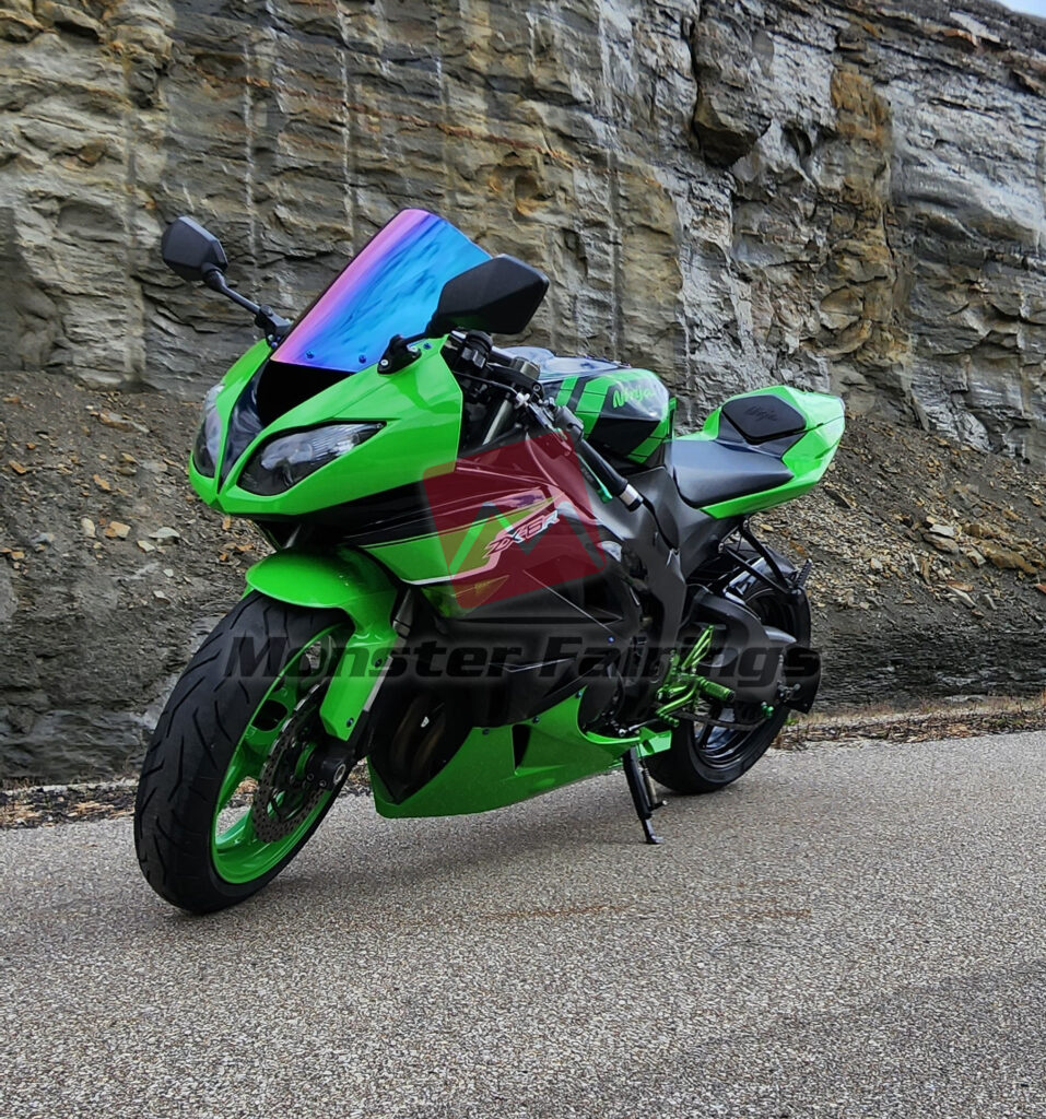 Kawasaki ZX6R 2009 - 2012 ABS fairings, Green Black - high - quality motorcycle kit by Monster Fairings