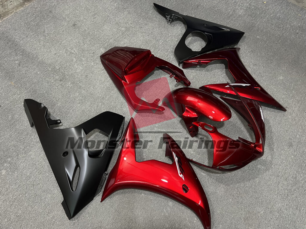 Yamaha R6 custom ABS fairings 2005 in Maroon Red - durable replacement kit, Monster Fairings