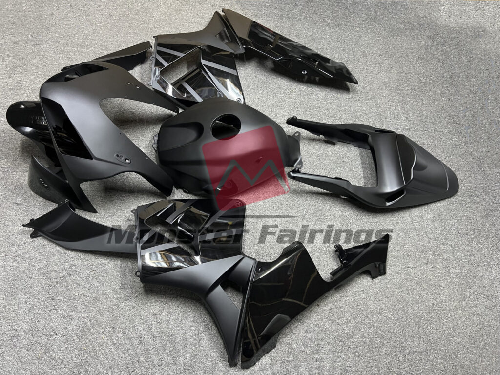 2003 - 2004 Honda CBR600RR Matte Black With Logos fairing set - ABS injection, custom painted by Monster Fairings
