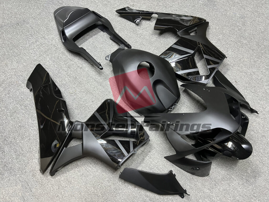 Honda CBR600RR custom ABS fairings 2003 - 2004 in Matte Black With Logos - durable replacement kit, Monster Fairings