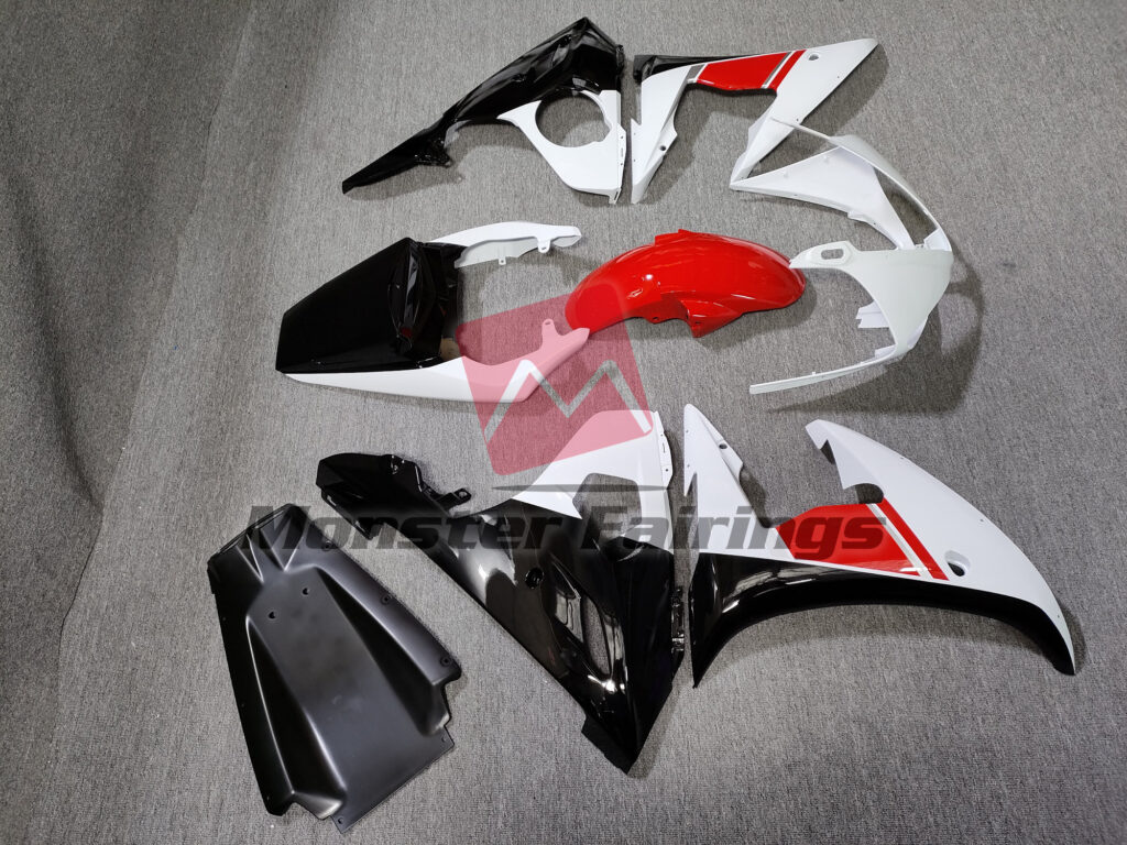 Black White and Red ABS fairings for Yamaha R6 2003 - 2004 - premium OEM fit kit by Monster Fairings