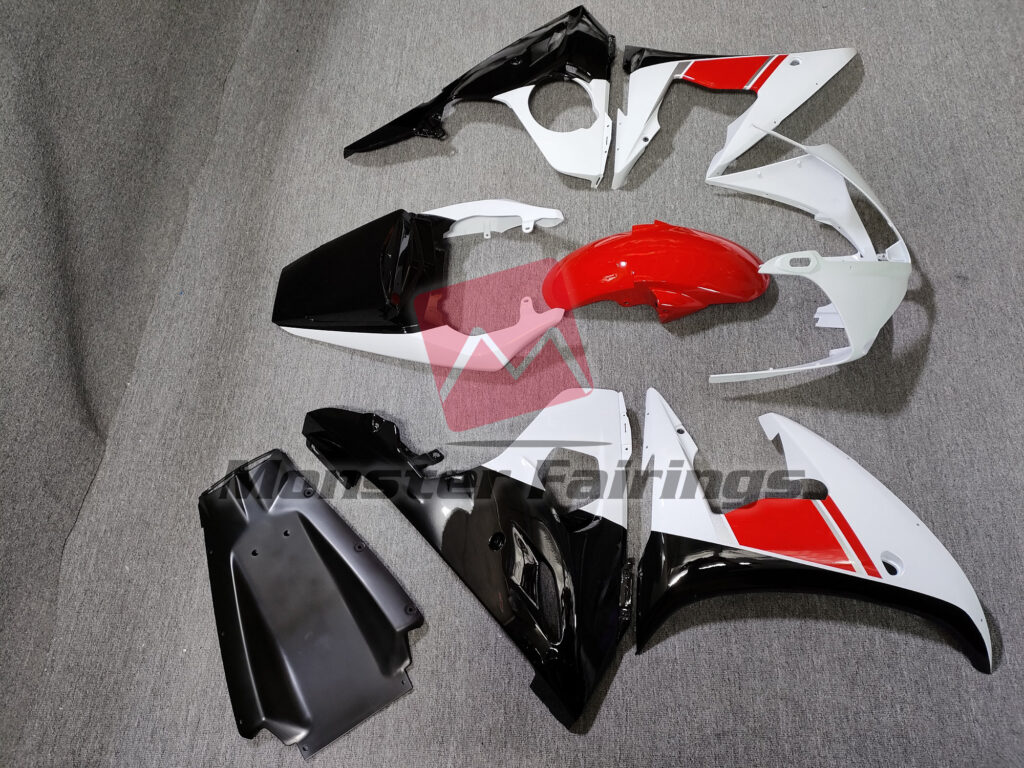 2003 - 2004 Yamaha R6 Black White and Red fairing set - ABS injection, custom painted by Monster Fairings