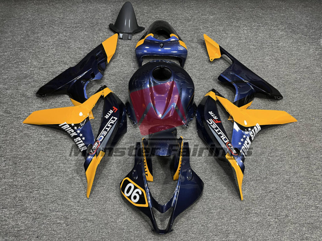 Honda CBR600RR 2007 - 2008 Gloss Special Deep Blue & Yellow ABS fairings - custom motorcycle bodywork kit by Monster Fairings