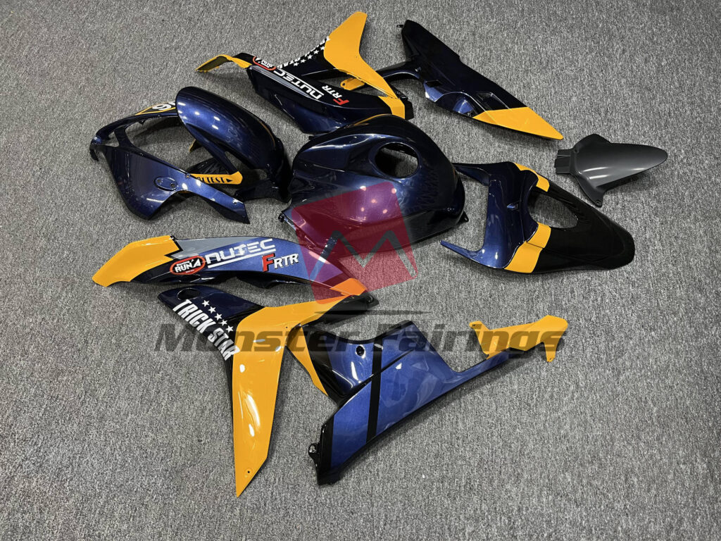 Honda CBR600RR custom ABS fairings 2007 - 2008 in Gloss Special Deep Blue & Yellow - durable replacement kit, Monster Fairings