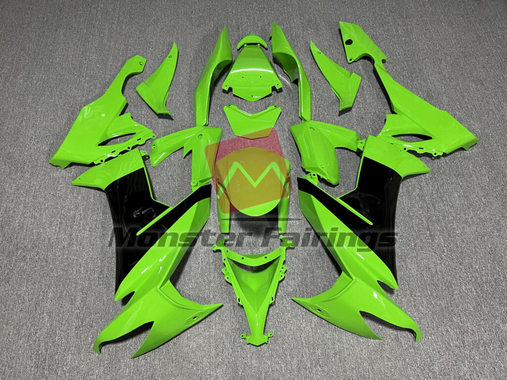 Kawasaki ZX10R 2008 - 2010 Gloss Light Green & Black ABS fairings - custom motorcycle bodywork kit by Monster Fairings