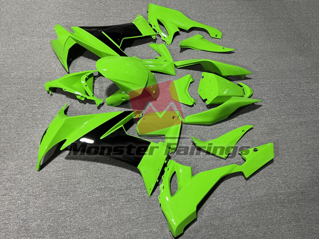 2008 - 2010 Kawasaki ZX10R Gloss Light Green & Black fairing set - ABS injection, custom painted by Monster Fairings
