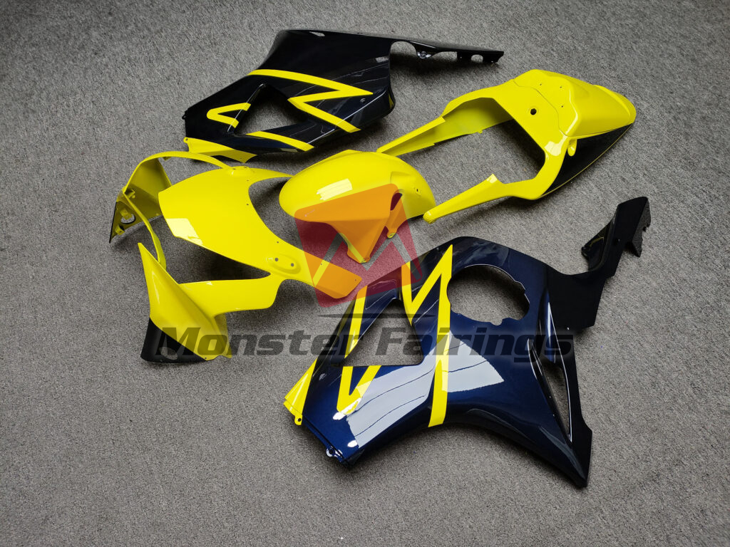 2002 - 2003 Honda CBR954RR Gloss Yellow & Dark Blue fairing set - ABS injection, custom painted by Monster Fairings