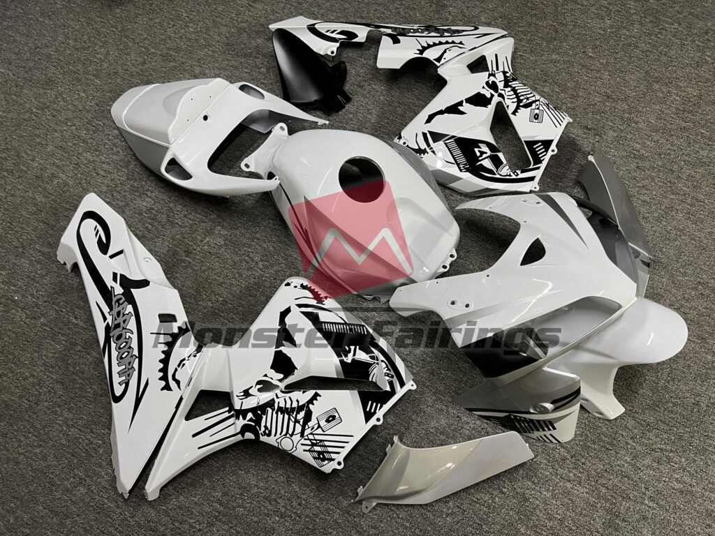 Honda CBR600RR custom ABS fairings 2005 - 2006 in Gloss White & Black Special Design - durable replacement kit, Monster Fairings