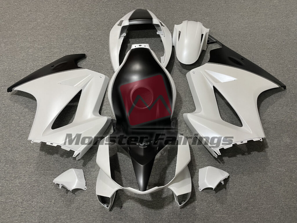 Honda VFR800 2002 - 2012 Pearl White & Matte Black ABS fairings - custom motorcycle bodywork kit by Monster Fairings