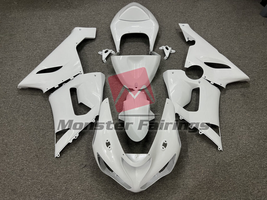 Kawasaki ZX6R 2005 - 2006 Gloss White ABS fairings - custom motorcycle bodywork kit by Monster Fairings