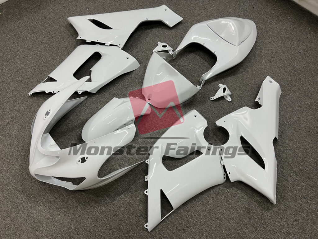 Kawasaki ZX6R custom ABS fairings 2005 - 2006 in Gloss White - durable replacement kit, Monster Fairings