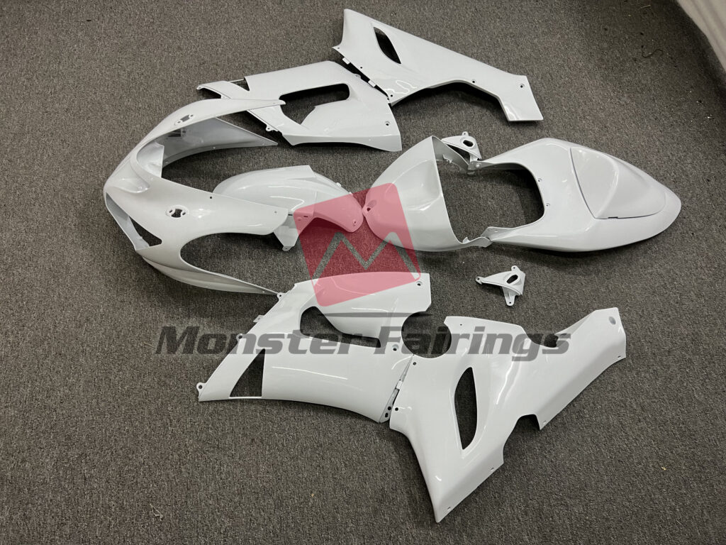 2005 - 2006 Kawasaki ZX6R Gloss White fairing set - ABS injection, custom painted by Monster Fairings