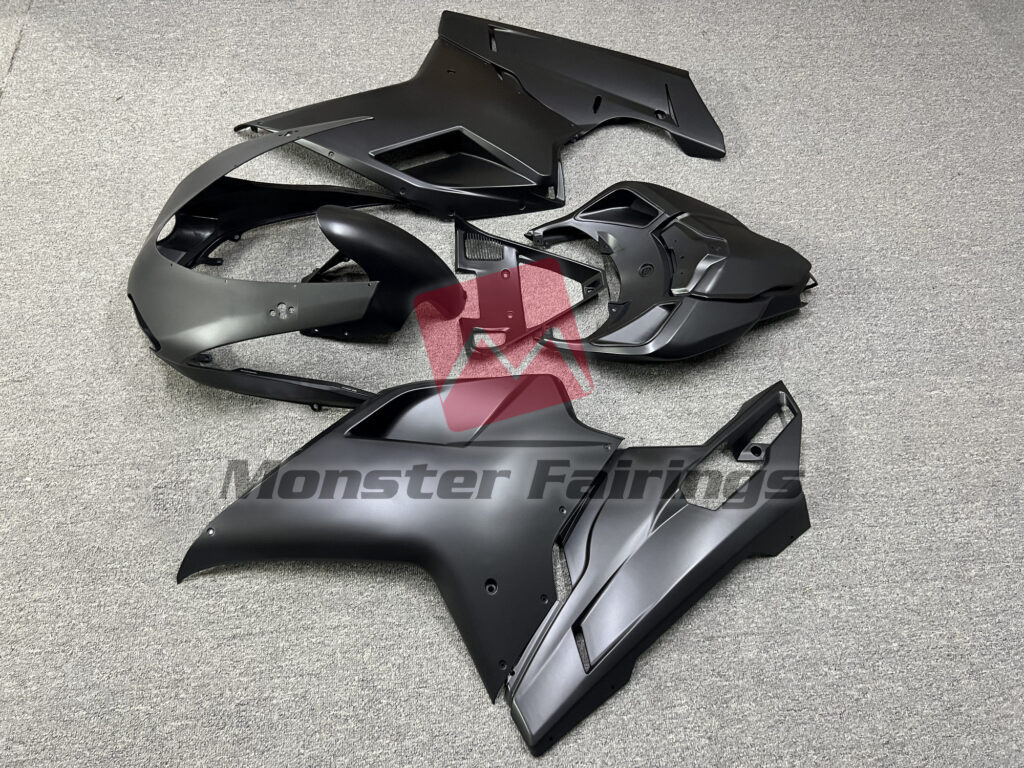 2007 - 2012 Ducati 848 1098 1198 Matte Black fairing set - ABS injection, custom painted by Monster Fairings
