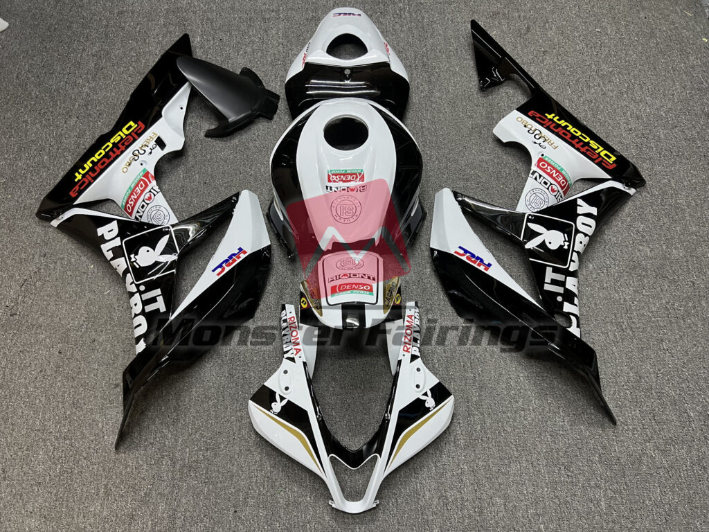 Honda CBR600RR 2007 - 2008 Black and White Playboy ABS fairings - custom motorcycle bodywork kit by Monster Fairings