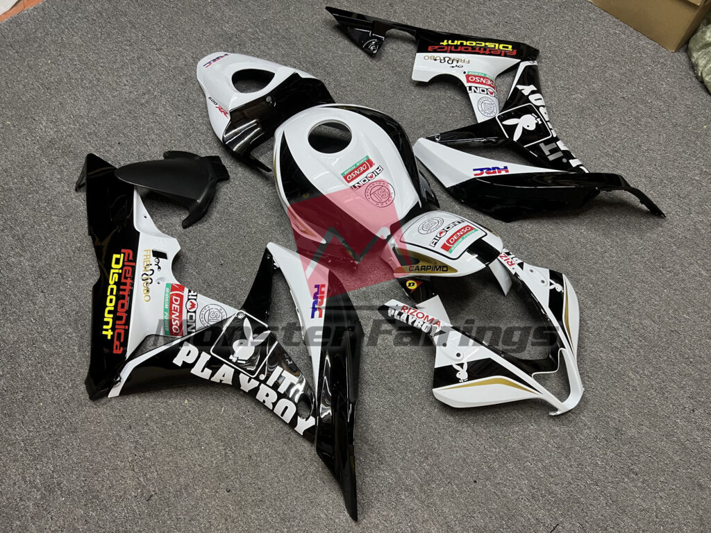 Black and White Playboy ABS fairings for Honda CBR600RR 2007 - 2008 - premium OEM fit kit by Monster Fairings