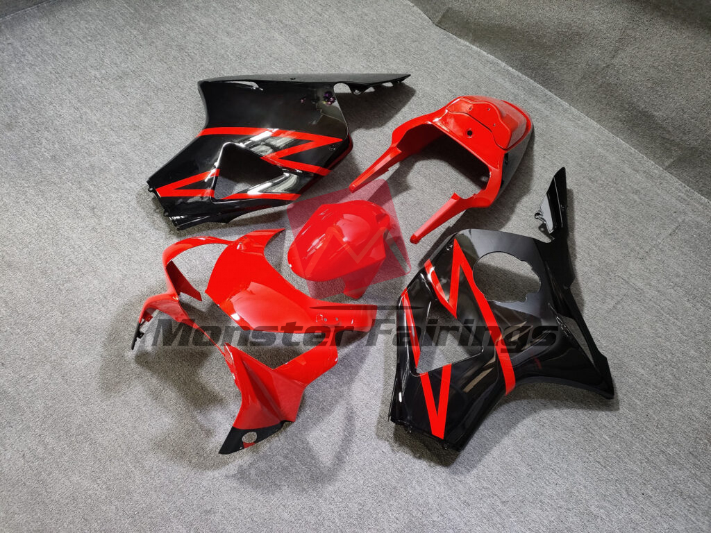 2002 - 2003 Honda CBR954RR Gloss Red & Black fairing set - ABS injection, custom painted by Monster Fairings