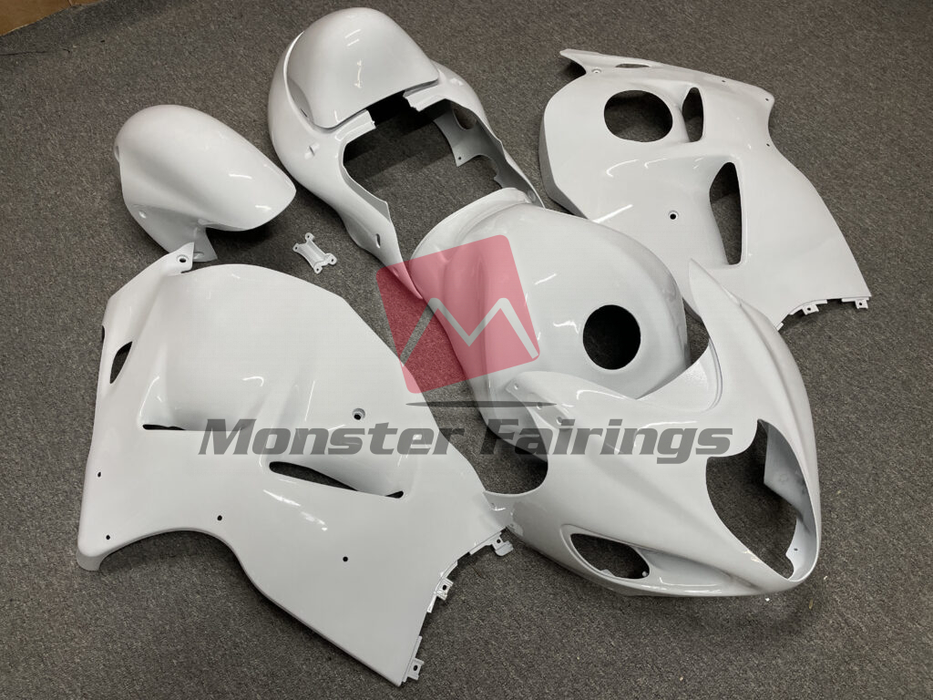 1997 - 2007 Suzuki GSXR1300 Gloss White Design fairing set - ABS injection, custom painted by Monster Fairings