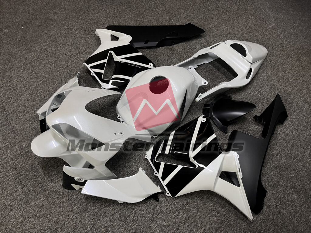 Honda CBR600RR custom ABS fairings 2003 - 2004 in Pearl White & Black - durable replacement kit, Monster Fairings