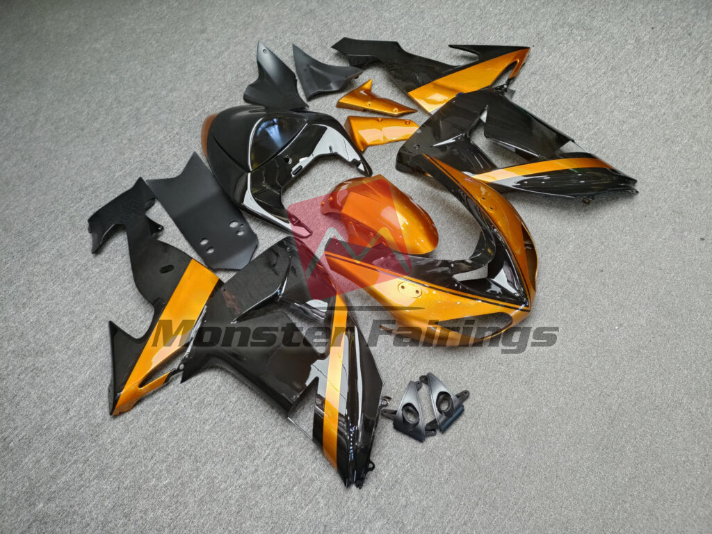 Kawasaki ZX10R custom ABS fairings 2006 - 2007 in Gloss Black & Burnt Orange - durable replacement kit, Monster Fairings