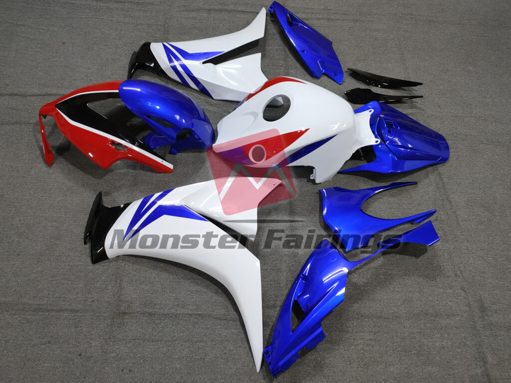 2012 - 2016 Honda CBR1000RR Gloss White, Blue & Red fairing set - ABS injection, custom painted by Monster Fairings