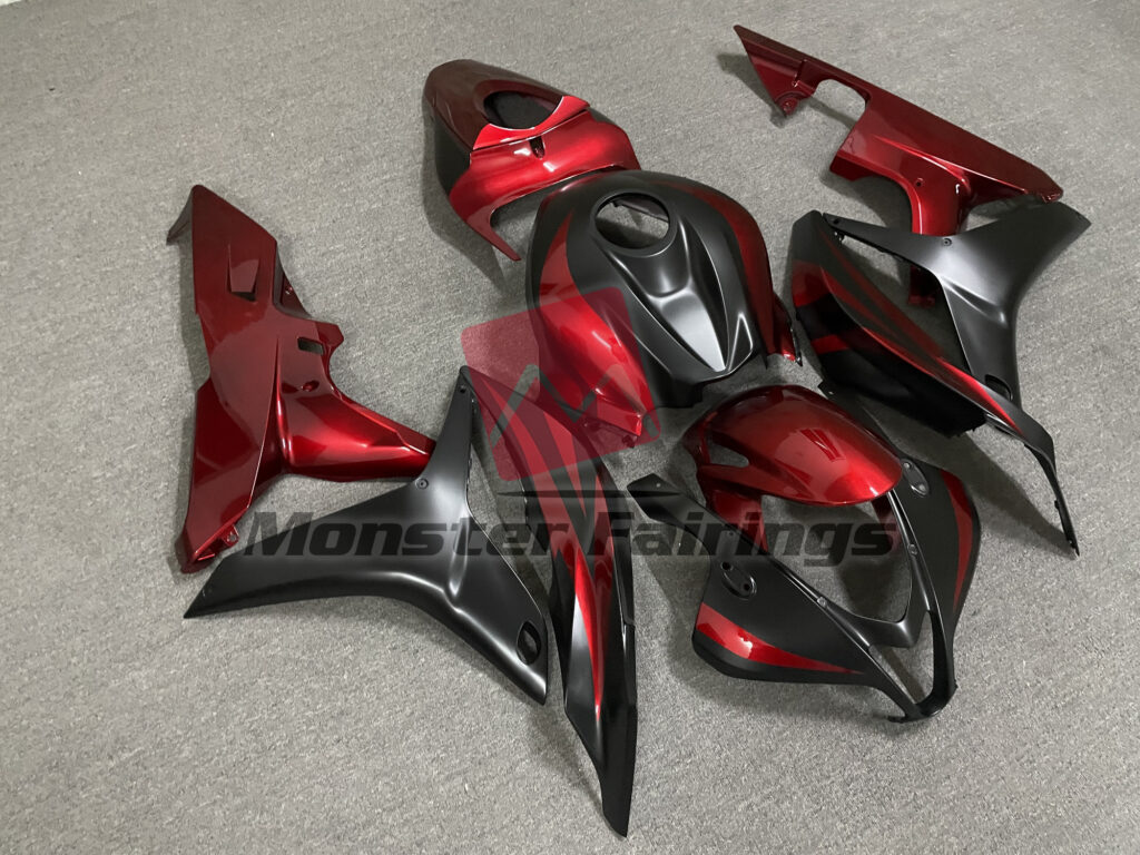 Deep Red Matte Black ABS fairings for Honda CBR600RR 2007 - 2008 - premium OEM fit kit by Monster Fairings