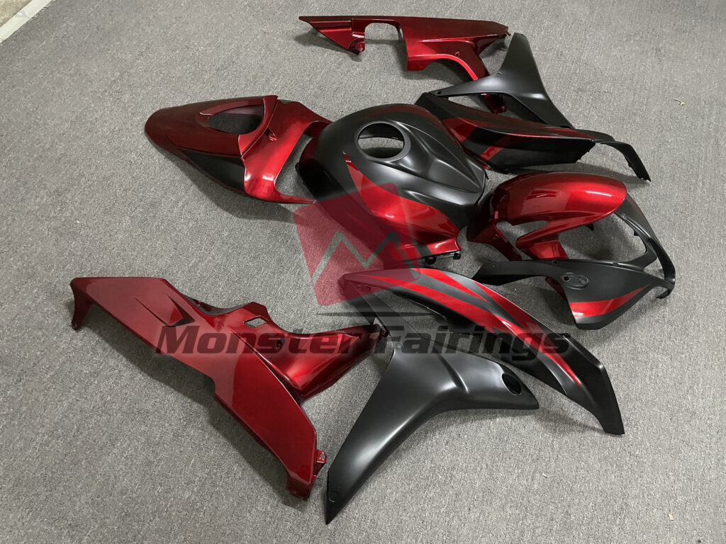 Honda CBR600RR custom ABS fairings 2007 - 2008 in Deep Red Matte Black - durable replacement kit, Monster Fairings