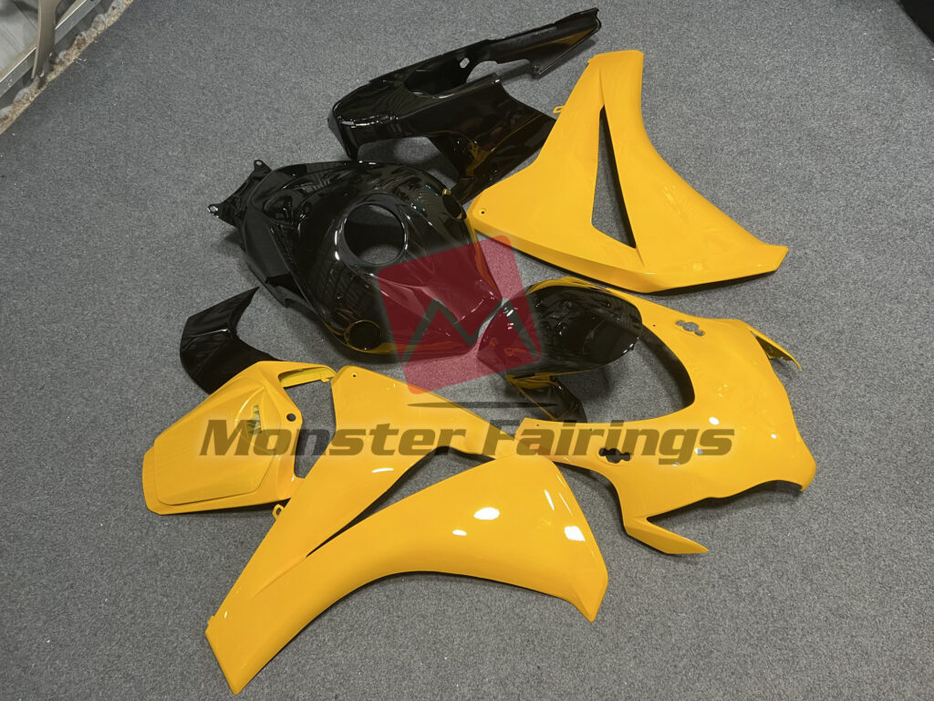 Honda CBR1000RR custom ABS fairings 2008 - 2011 in Pearl Yellow and Black - durable replacement kit, Monster Fairings