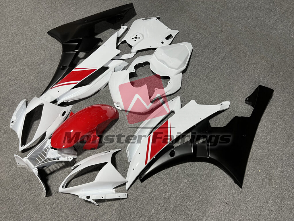 Gloss White & Matte Black ABS fairings for Yamaha R6 2006 - 2007 - premium OEM fit kit by Monster Fairings