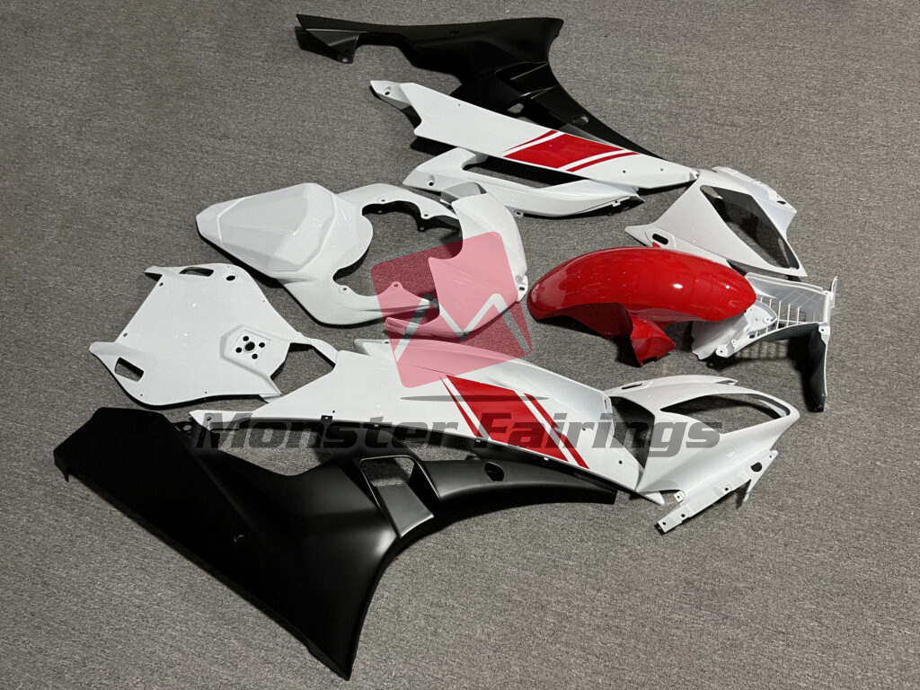 Yamaha R6 custom ABS fairings 2006 - 2007 in Gloss White & Matte Black - durable replacement kit, Monster Fairings