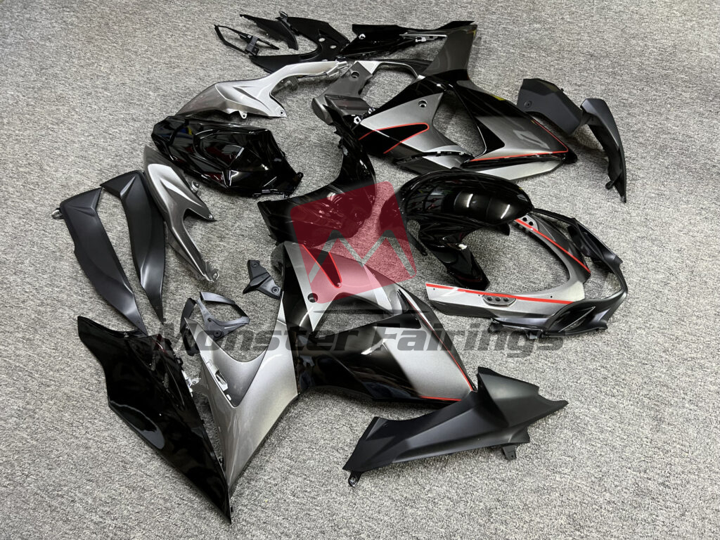 Gloss Silver & Black With Red ABS fairings for Suzuki GSXR 1000 2009 - 2016 - premium OEM fit kit by Monster Fairings