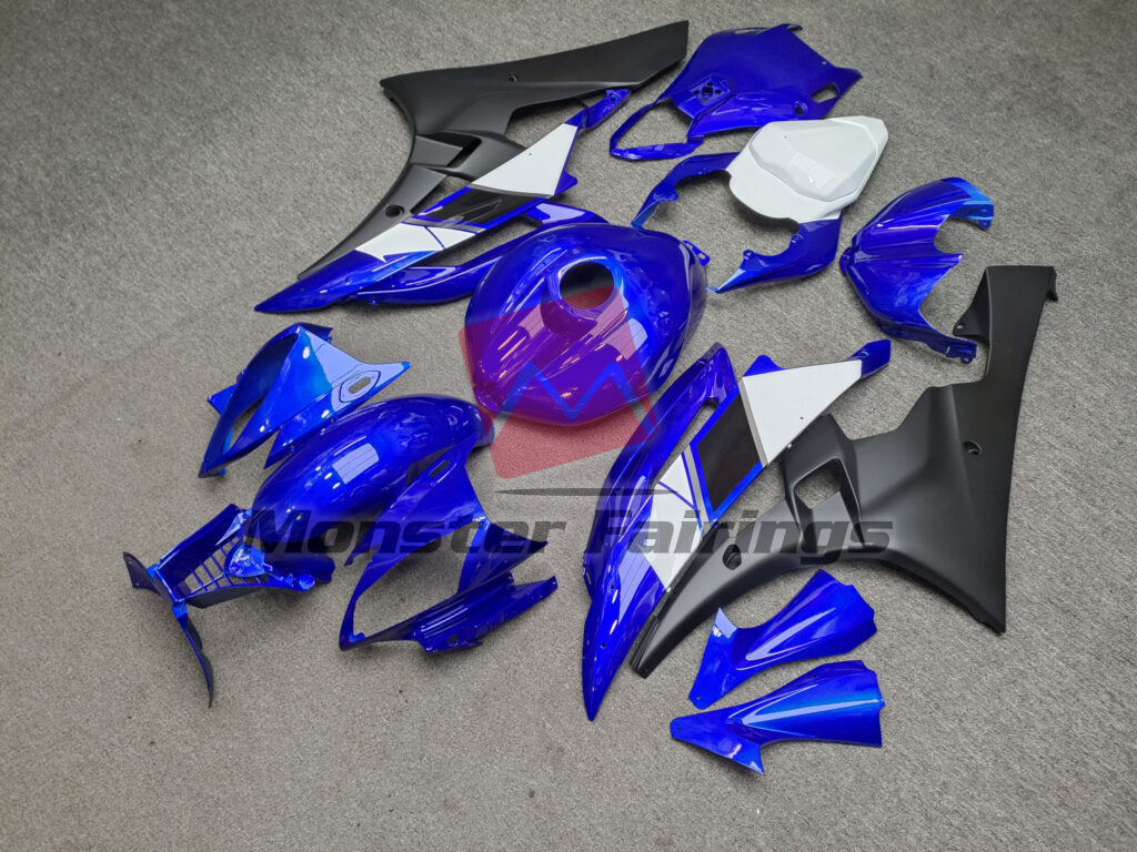 Gloss Blue & White with Matte Black ABS fairings for Yamaha R6 2006 - 2007 - premium OEM fit kit by Monster Fairings