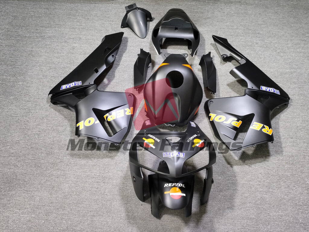 Honda CBR600RR 2003 - 2004 Matte Black Repsol ABS fairings - custom motorcycle bodywork kit by Monster Fairings