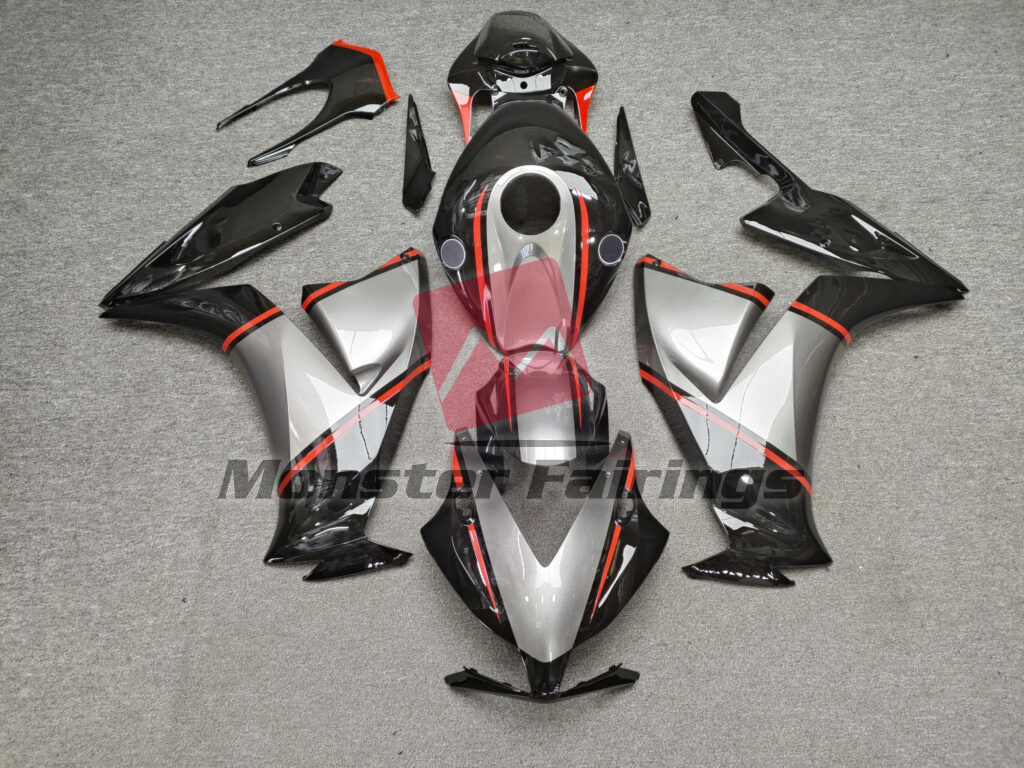 Honda CBR1000RR 2012 - 2016 Gloss Black & Gunmetal Gray with Red ABS fairings - custom motorcycle bodywork kit by Monster Fairings
