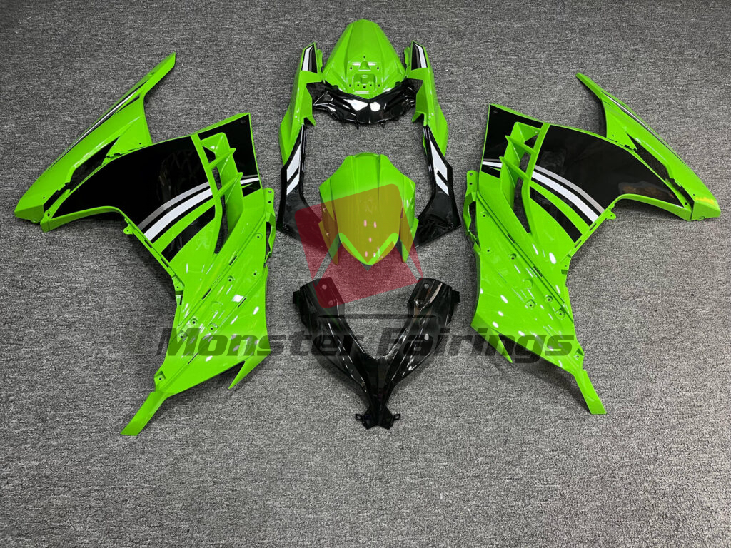 Kawasaki Ninja 300 2013 - 2022 Gloss Green & Black ABS fairings - custom motorcycle bodywork kit by Monster Fairings