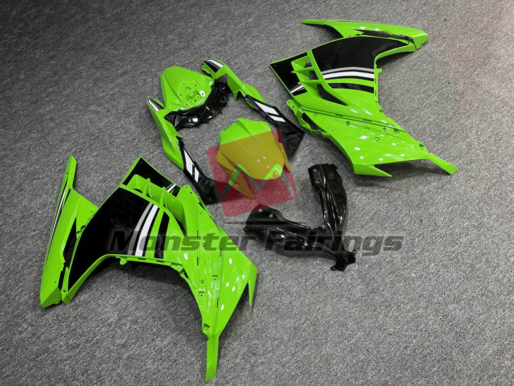 Gloss Green & Black ABS fairings for Kawasaki Ninja 300 2013 - 2022 - premium OEM fit kit by Monster Fairings