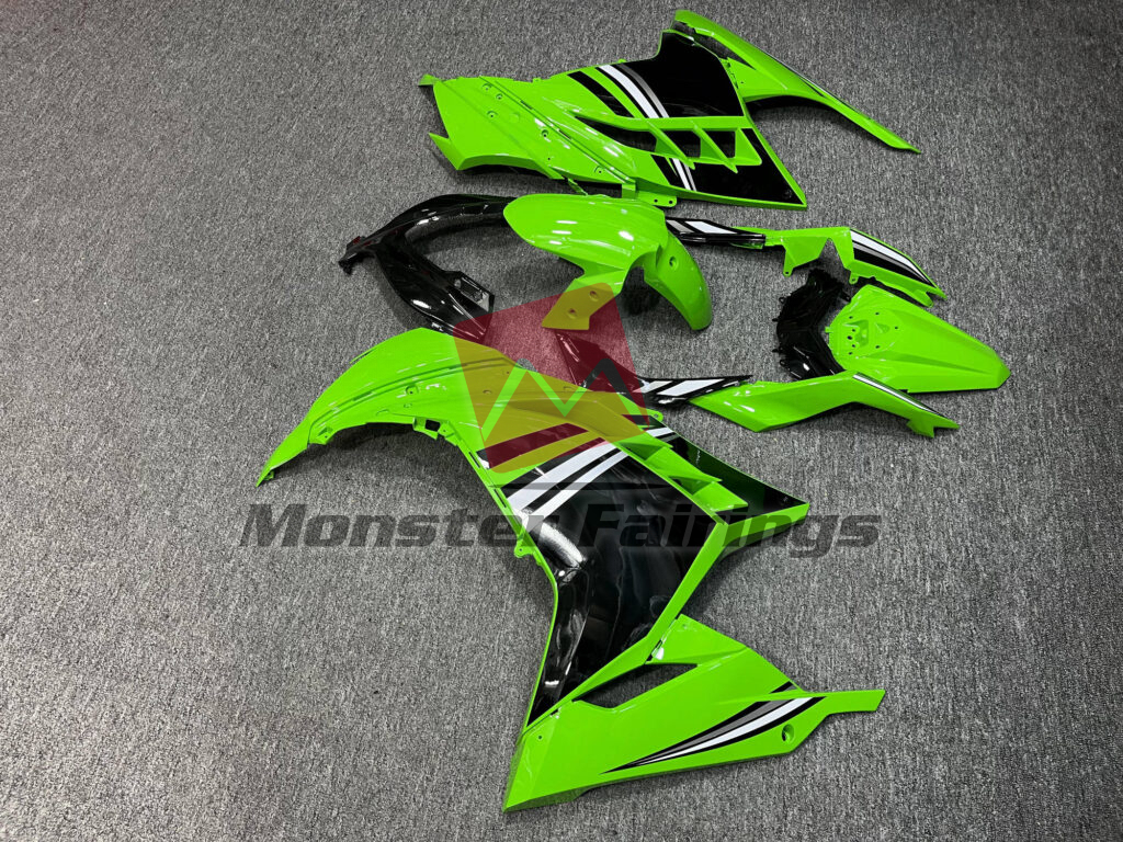 2013 - 2022 Kawasaki Ninja 300 Gloss Green & Black fairing set - ABS injection, custom painted by Monster Fairings