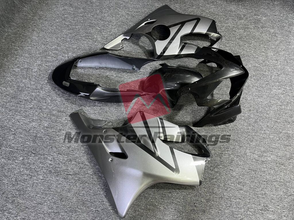 2004 - 2007 Honda CBR600 F4i Silver and Grey Gloss fairing set - ABS injection, custom painted by Monster Fairings