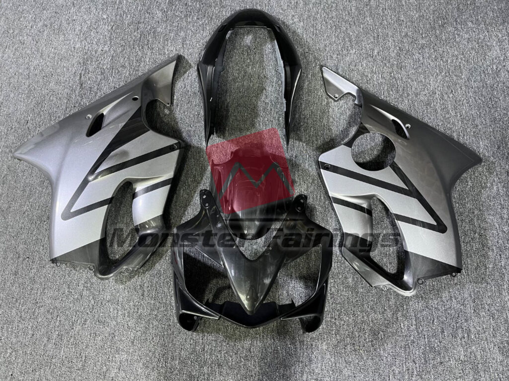 Honda CBR600 F4i 2004 - 2007 Silver and Grey Gloss ABS fairings - custom motorcycle bodywork kit by Monster Fairings